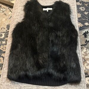 Sebby Collection Black Faux Fur Vest